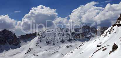 Panorama of snowy mountains in nice day
