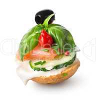 Sandwich with red fish and vegetables