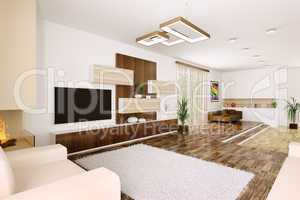 interior of modern living room 3d