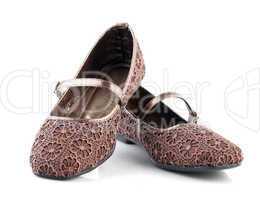 Brown lace flora pattern casual woman shoes