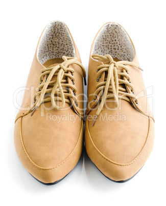 Casual brown leather lady shoes