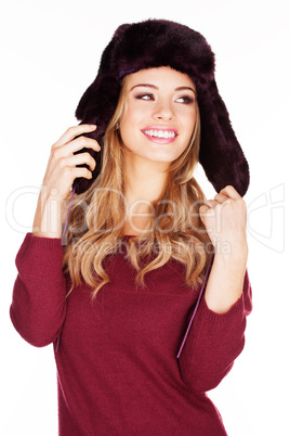 beautiful woman in a winter cap