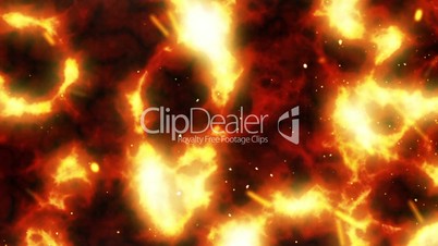 Lava flowing. Sparks and Smoke. HD 1080. Looped animation.