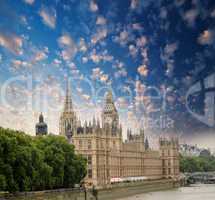 Houses of Parliament in London, UK. Beautiful view from Lambeth