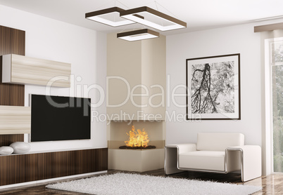 interior of modern room 3d render