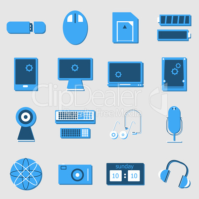 Electronic device color icons on light background