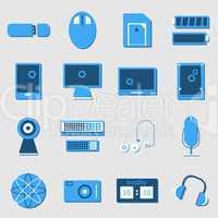 Electronic device color icons on light background