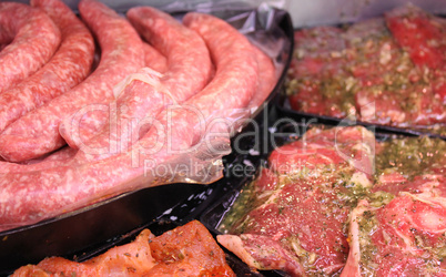Steakfleisch und Wurst