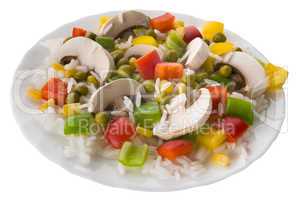 Rice with vegetables and mushrooms