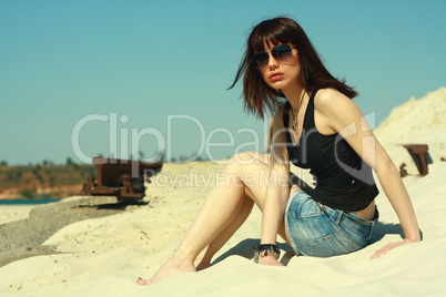 portrait girl in black tanktop and spectacles