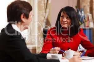 two businesswomen in a meeting