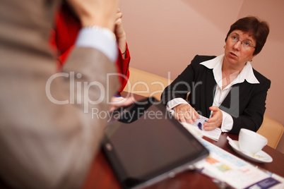 businesswoman explaining something in a meeting