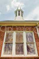 exterior of a brick church