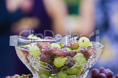 grapes in crystal dish