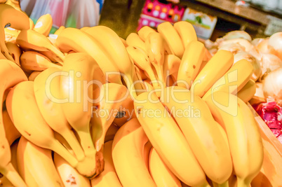 bunch of ripe bananas at a street market