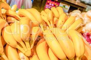 bunch of ripe bananas at a street market