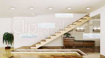 interior of  hall with staircase 3d render