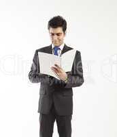 bussiness man reading book