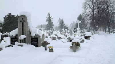 Snowy winter Cemetery