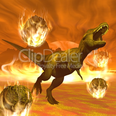 Tyrannosaurus dinosaur exctinction - 3D render