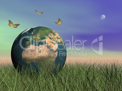Butterflies protecting earth - 3D render