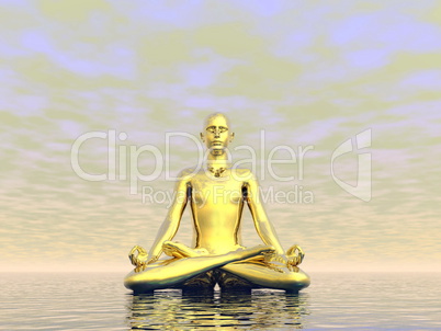 Gold meditation - 3D render