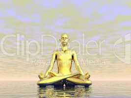 Gold meditation - 3D render