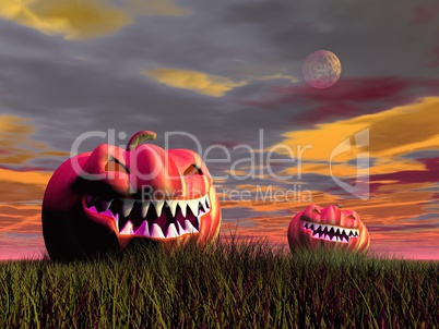 Smiling pumpkins for halloween - 3D render