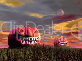 Smiling pumpkins for halloween - 3D render