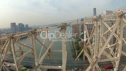 Aerial view of the Queensboro bridge in Manhattan