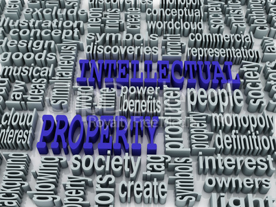 3d collage of intellectual property and related words