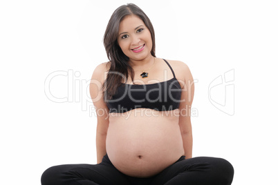 hispanic pregnant woman isolated