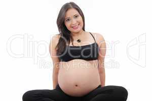 hispanic pregnant woman isolated