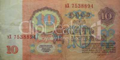 three roubles ussr isolated on the white background