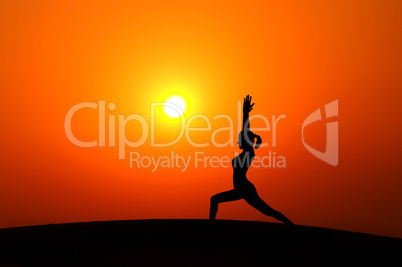 Silhouette woman doing yoga