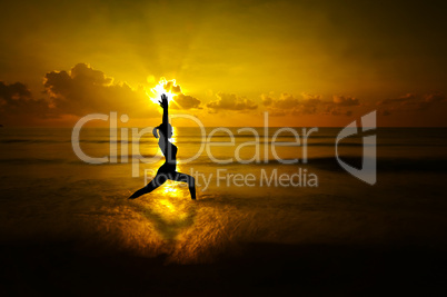 Outdoor woman yoga silhouette