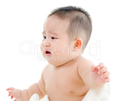 Hungry Asian baby boy crying