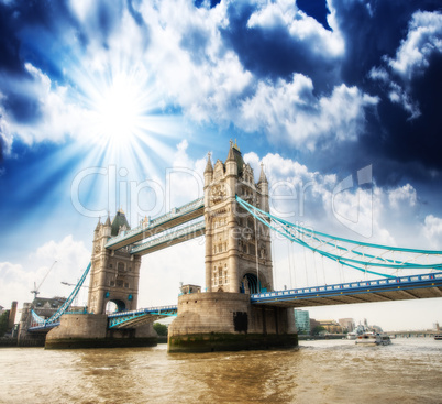 Beautiful view of magnificent Tower Bridge, icon of London, UK.