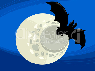 bat at night cartoon illustration