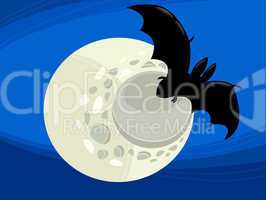 bat at night cartoon illustration