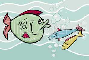 big fish in the sea cartoon illustration