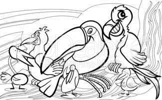 exotic birds group coloring page