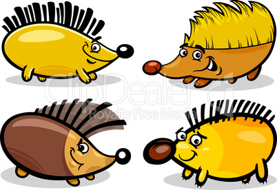 hedgehogs set cartoon illustration