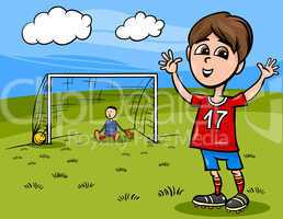boy playing soccer cartoon illustration