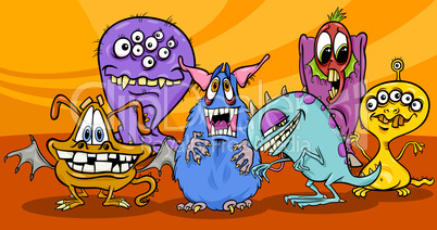 cartoon monsters illustration group