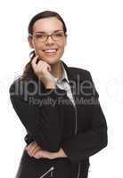 Confident Mixed Race Businesswoman Isolated on White.