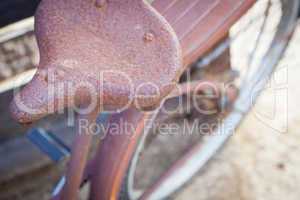 Abstract of Old Rusty Antique Bicycle Seat.