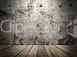concrete wall and wooden floor in a grunge style