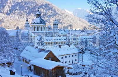 ettal kloster winter - ettal abbey in winter 01