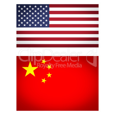 usa china flag vignetted illustration